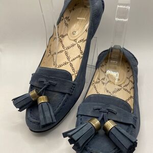 Celine Iconic Blue Suede Loafers With Tassel Size 38